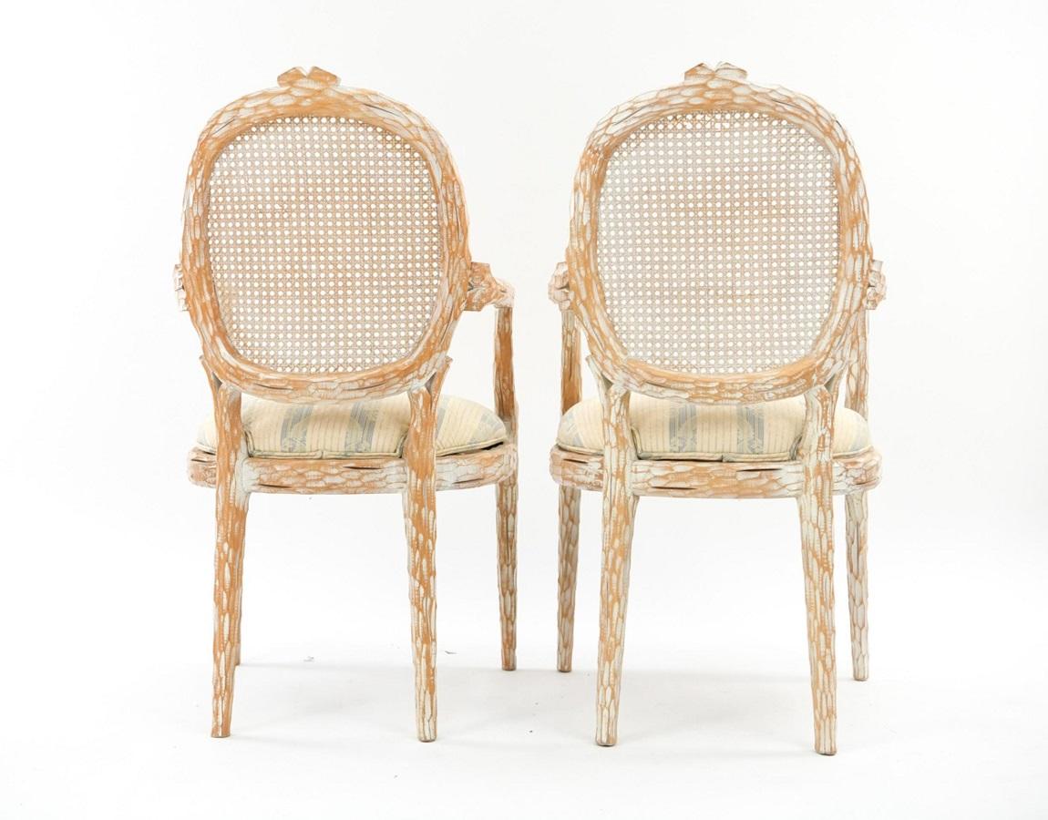Set of Four French Style Cerused Balloon Back Dining Chairs In Good Condition In New York, NY