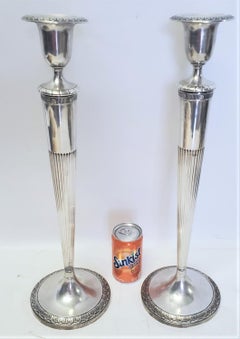 Set of Four French Vintage Extra Tall Silver Candlestick Holders