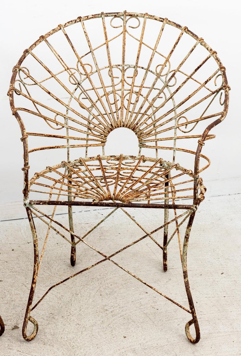Set of Four French Wire Chairs For Sale at 1stDibs