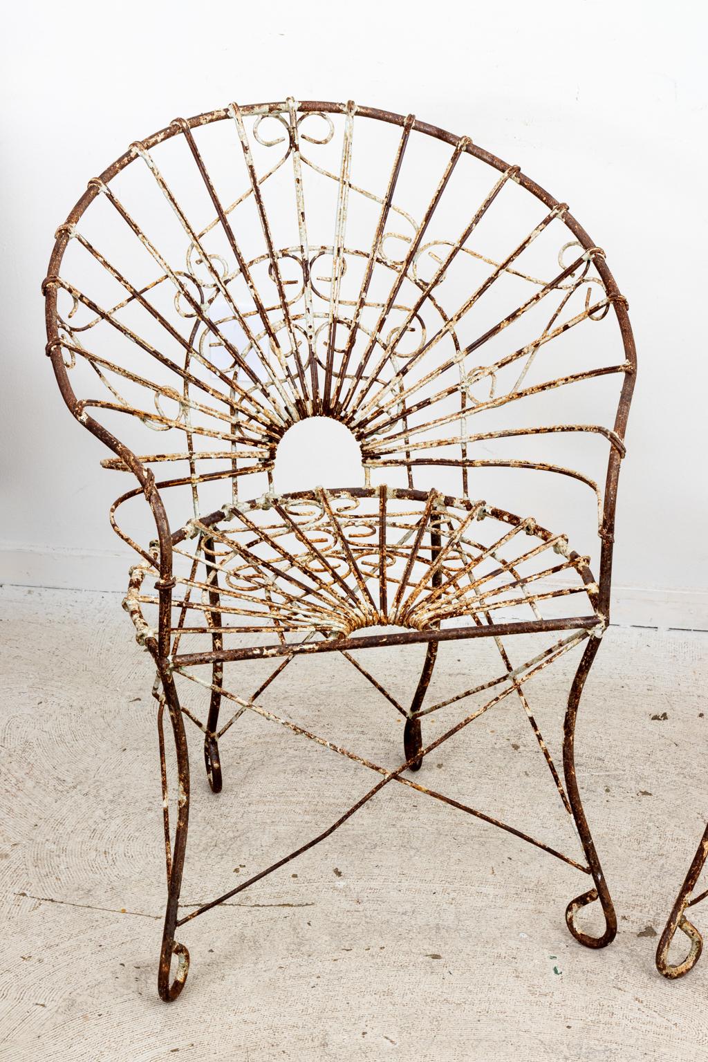 Set of Four French Wire Chairs For Sale at 1stDibs