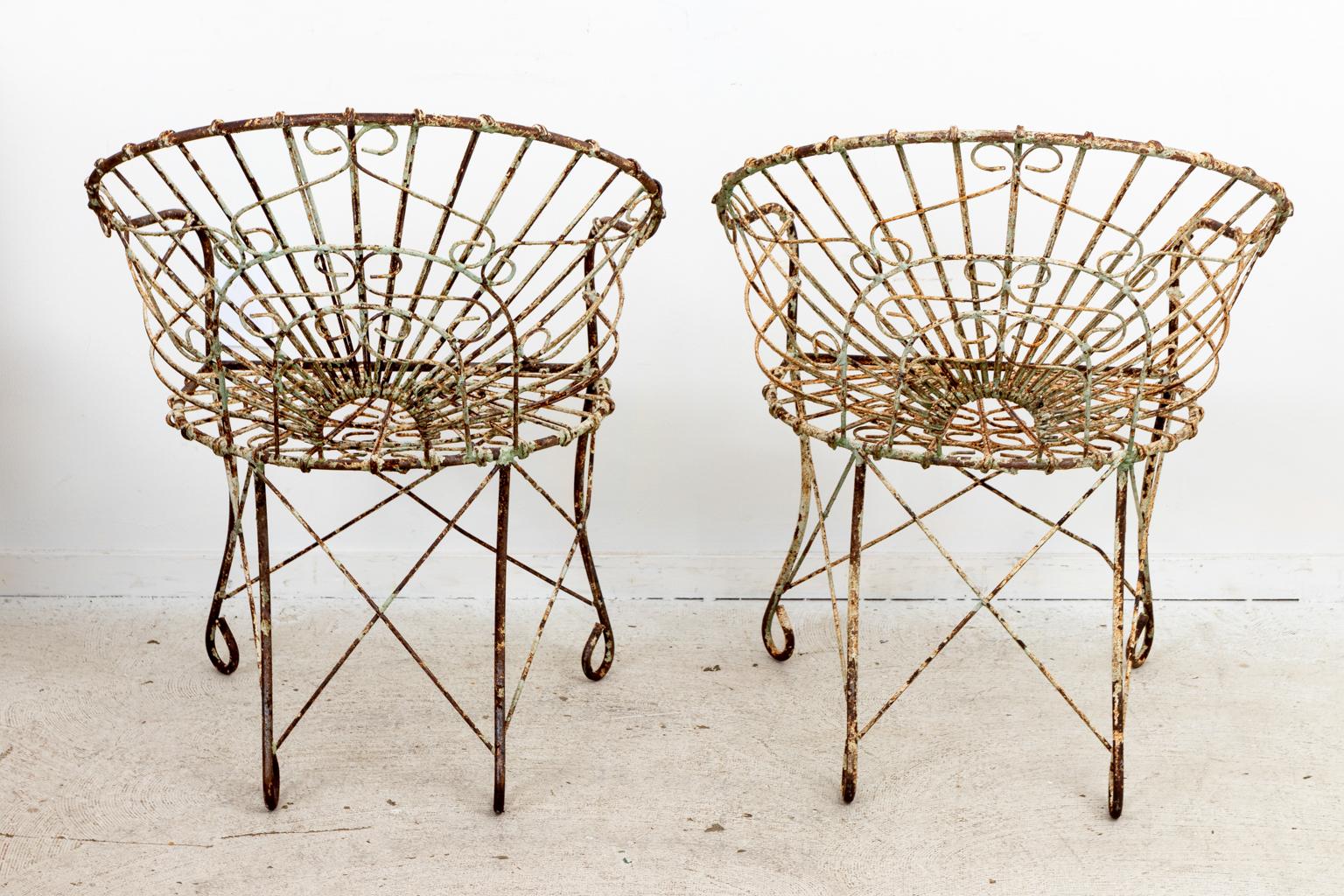 Set of Four French Wire Chairs For Sale at 1stDibs
