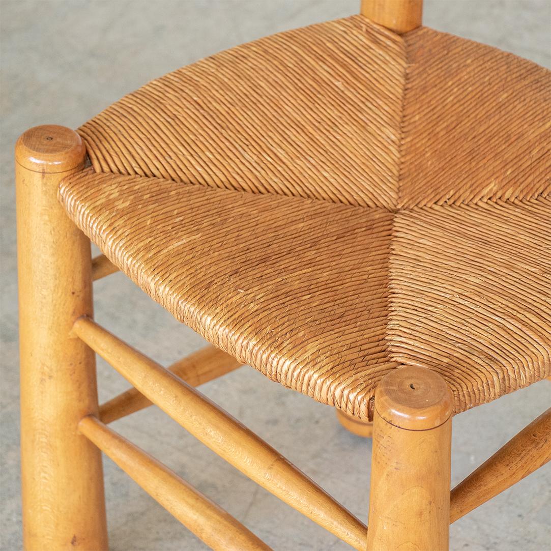 French Wood and Woven Chairs by Charles Dudouyt, Set of 4 7
