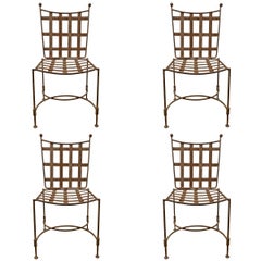 Set of Four French Wrought Iron Garden Chairs