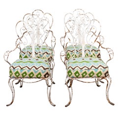 Set of Four French Wrought Iron Garden Chairs