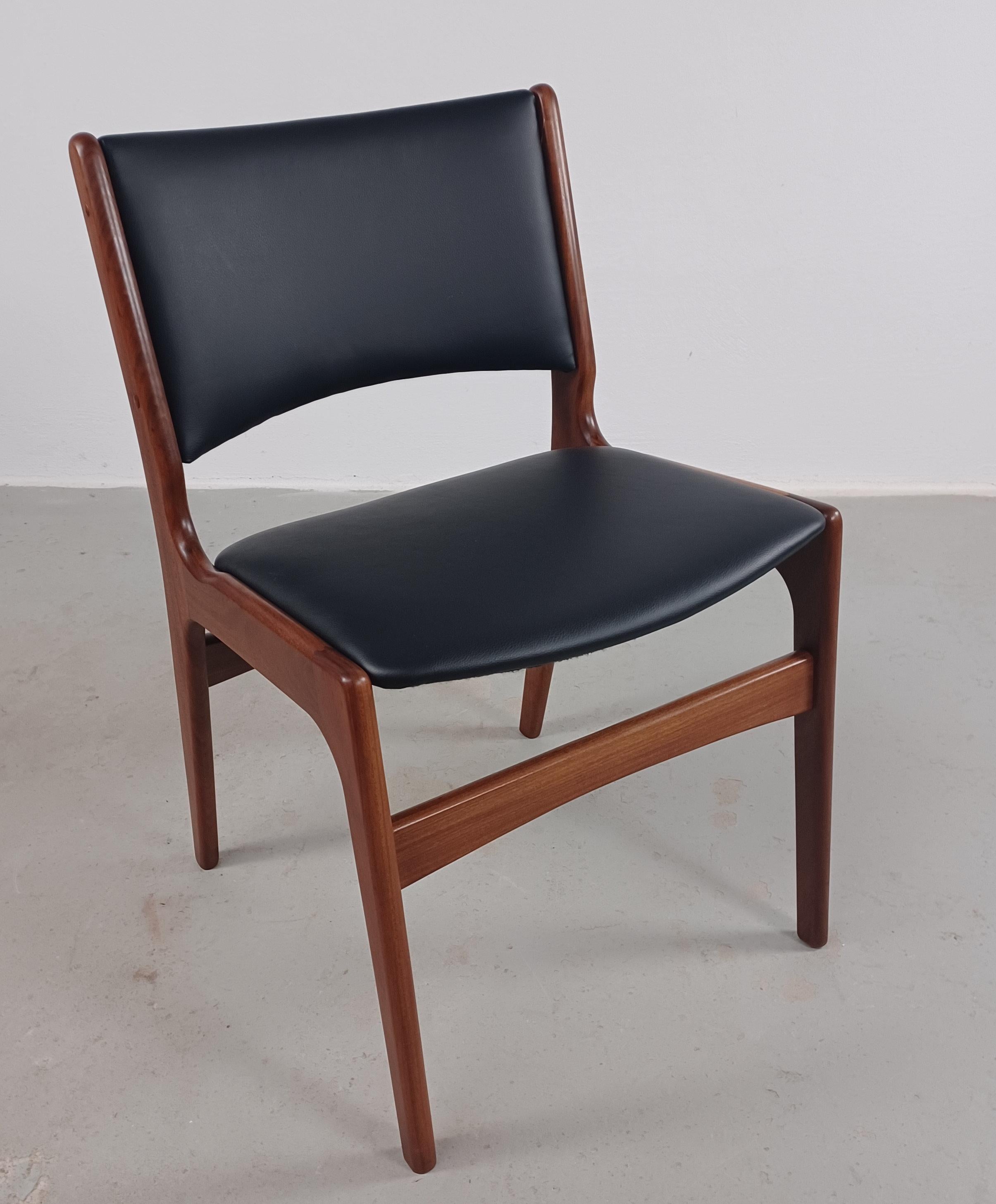 Four Restored Danish Erik Buch Teak Dining Chairs Including Custom Reupholstery For Sale 4