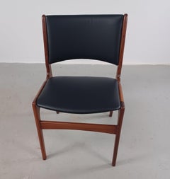 Four Restored Danish Erik Buch Teak Dining Chairs Including Custom Reupholstery