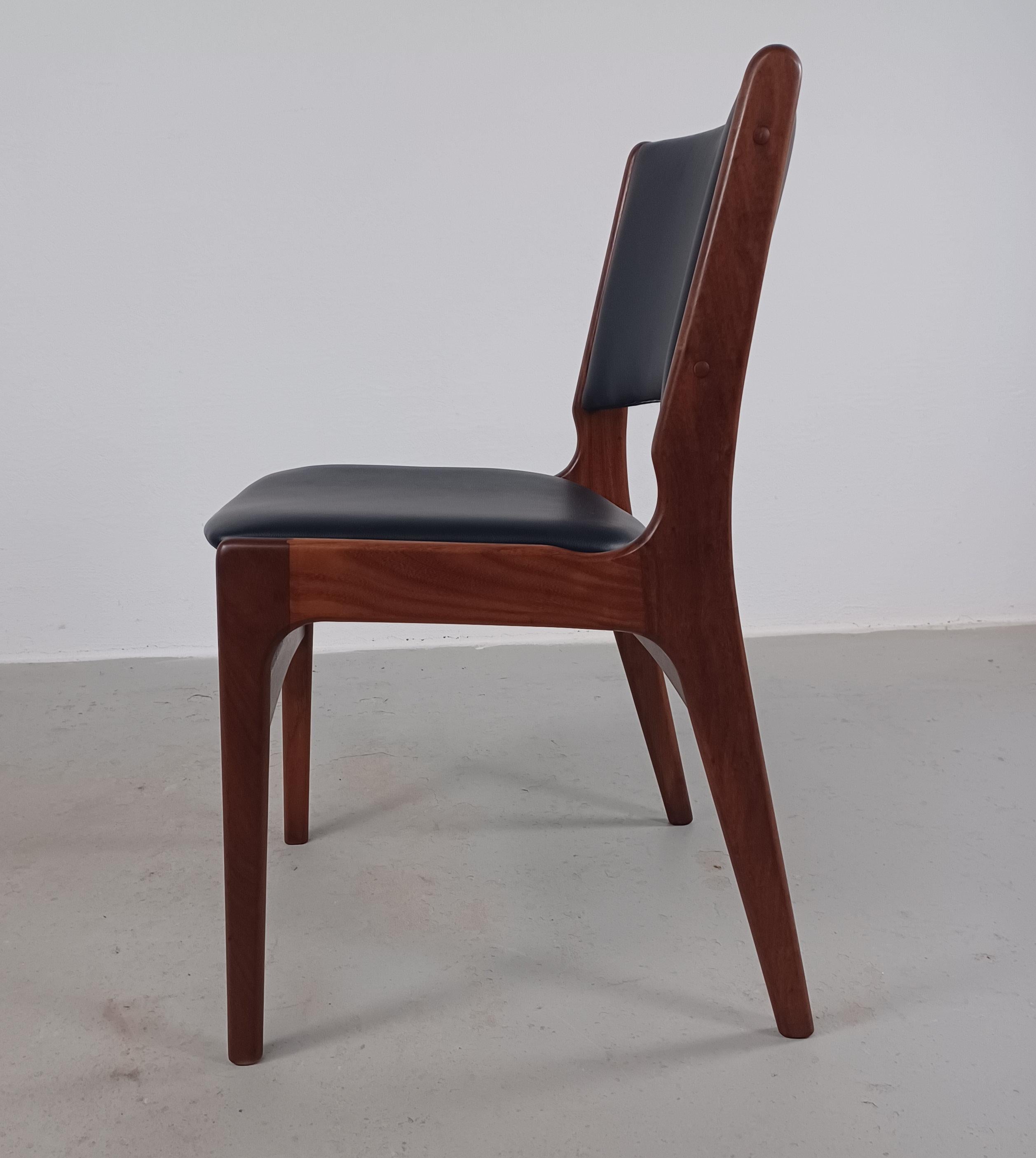 20th Century Four Restored Danish Erik Buch Teak Dining Chairs Including Custom Reupholstery For Sale