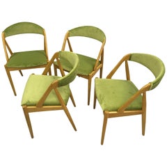 Set of Four Fully Restored Kai Kristiansen Oak Dining Chairs, Inc. Reupholstery