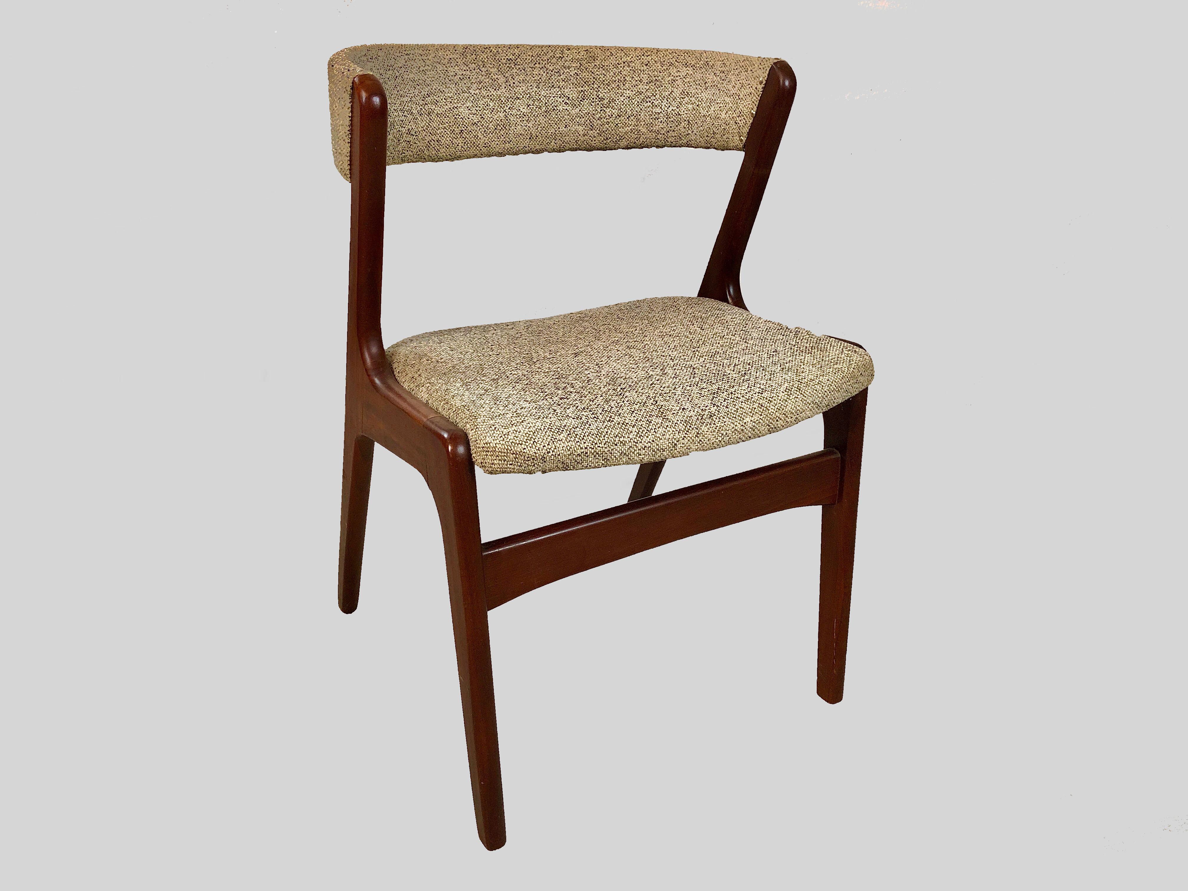 Four Restored Kai Kristiansen Teak Dining Chairs Custom Reupholstery Included For Sale 4