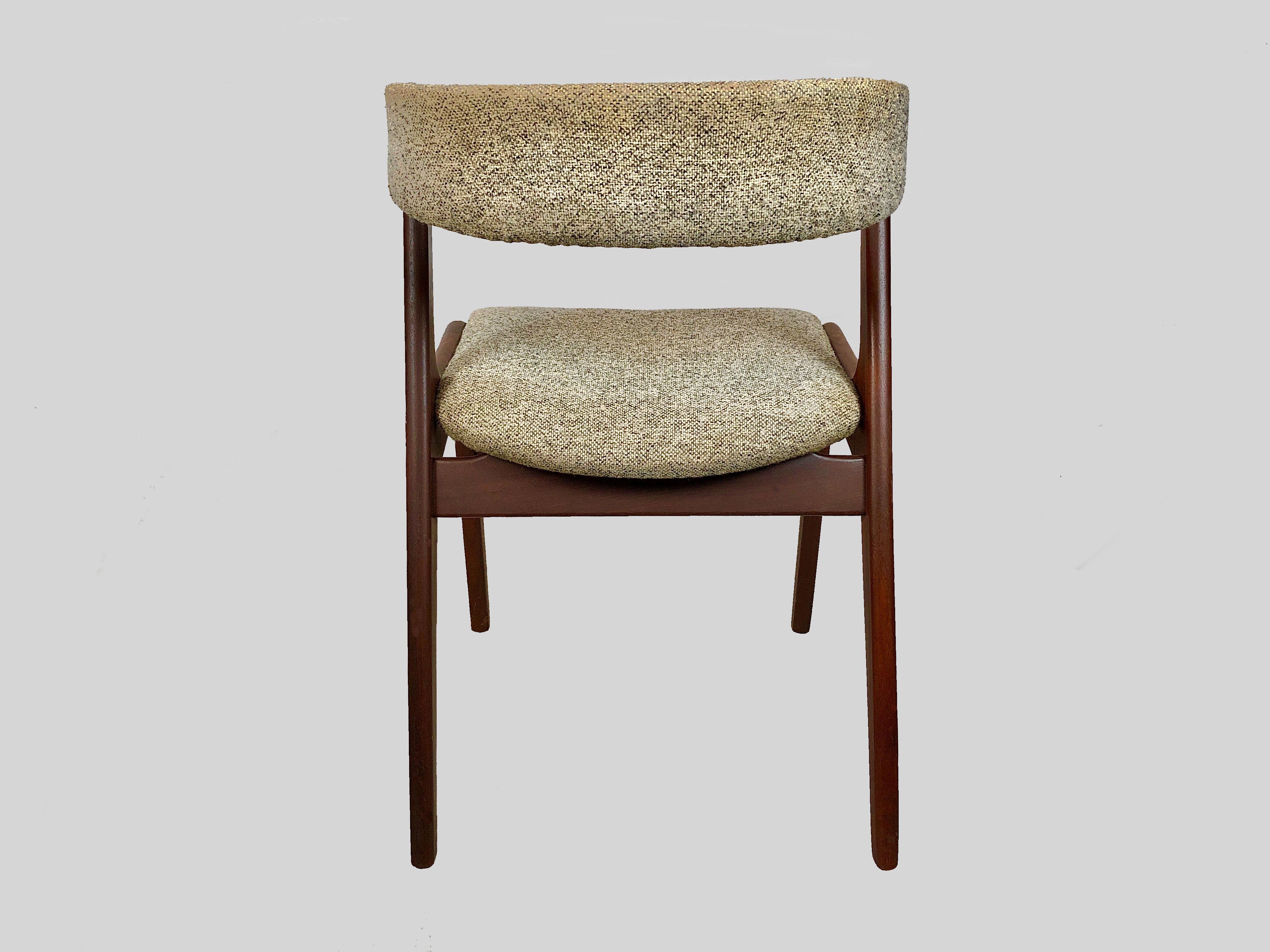 Four Restored Kai Kristiansen Teak Dining Chairs Custom Reupholstery Included For Sale 1