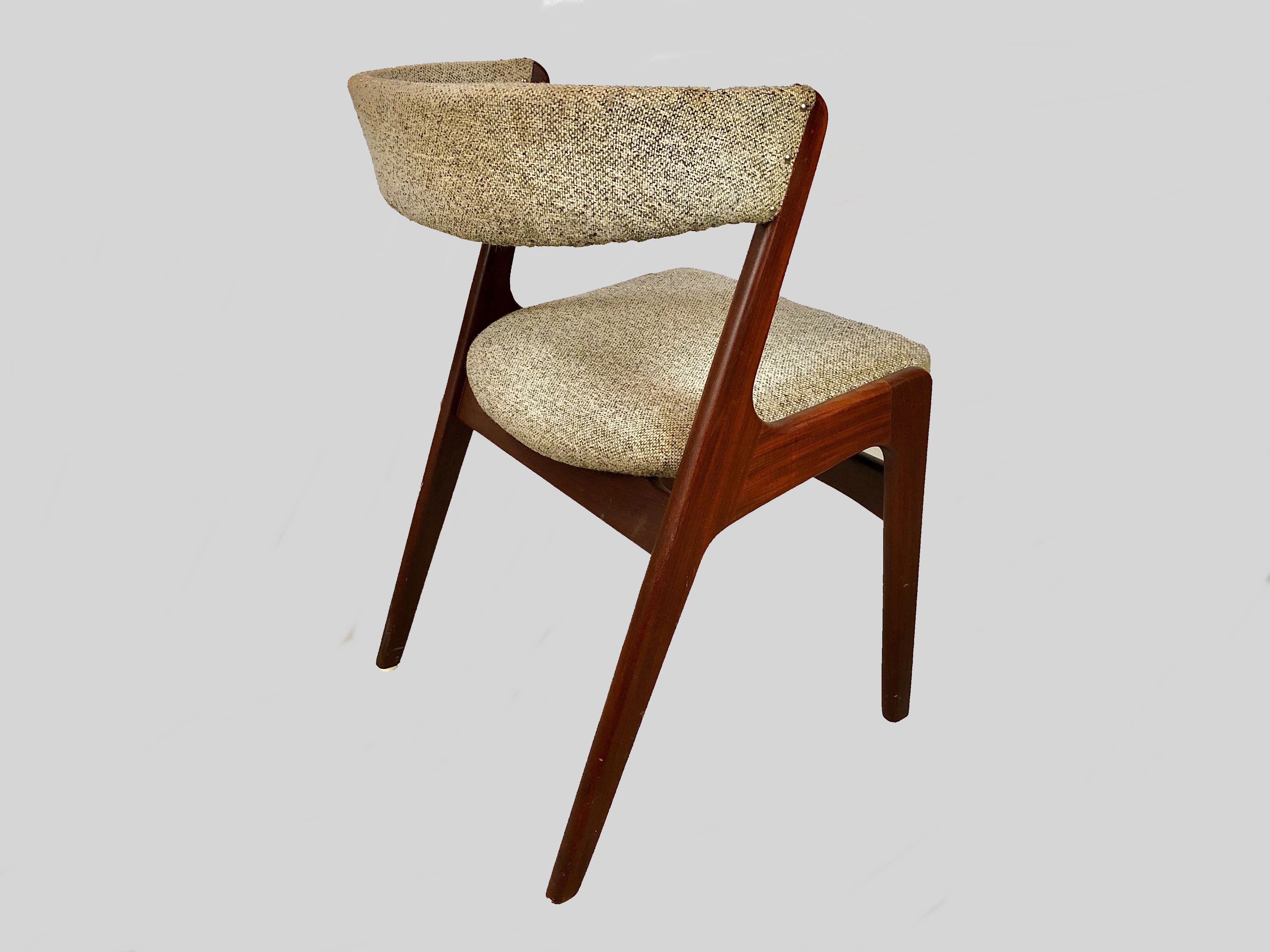 Four Restored Kai Kristiansen Teak Dining Chairs Custom Reupholstery Included For Sale 2