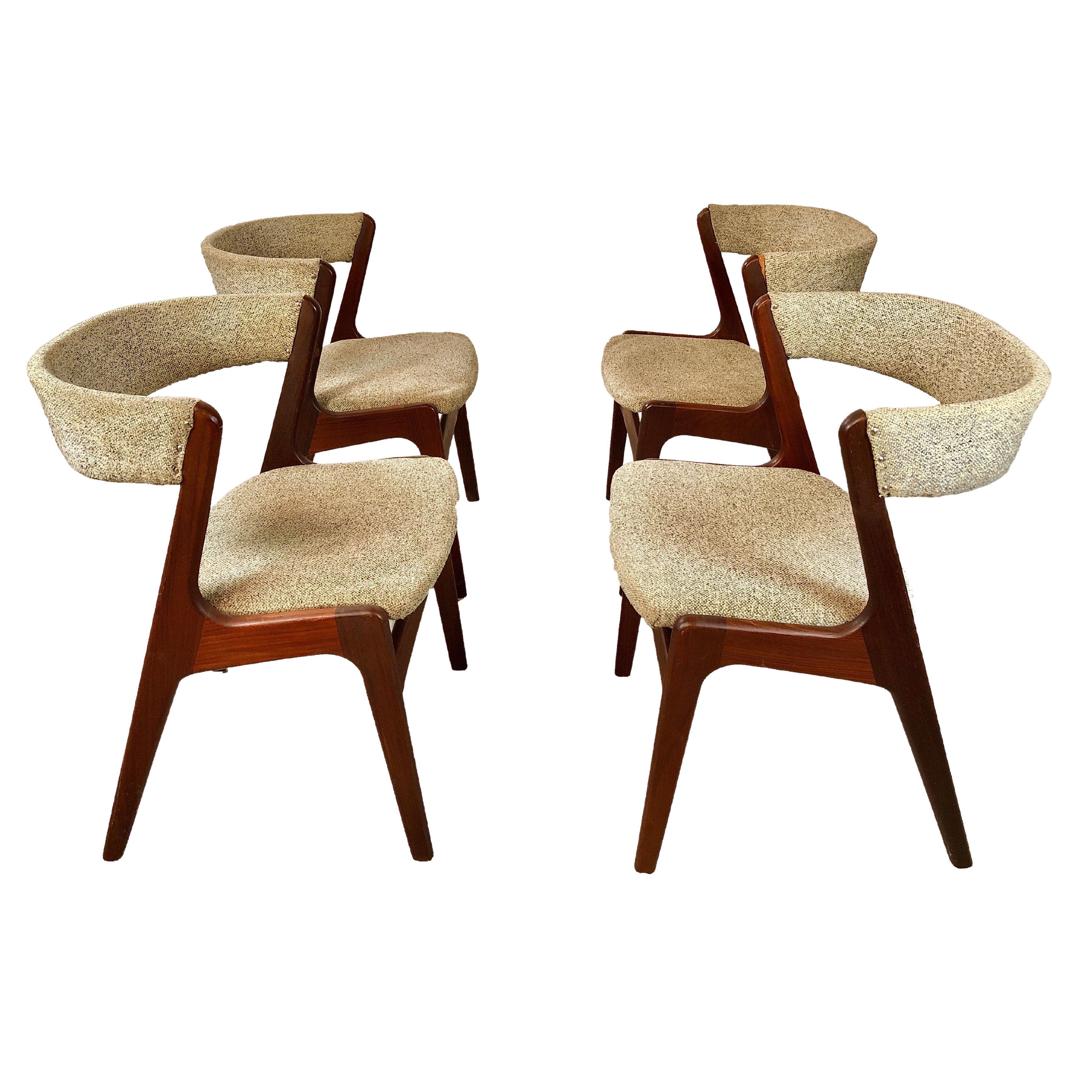 Set of Four Restored Kai Kristiansen Teak Dining Chairs - Custom Reupholstery