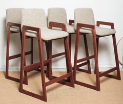 Set of Four Fully Restored Teak Bar Stools, Danish, 1960s