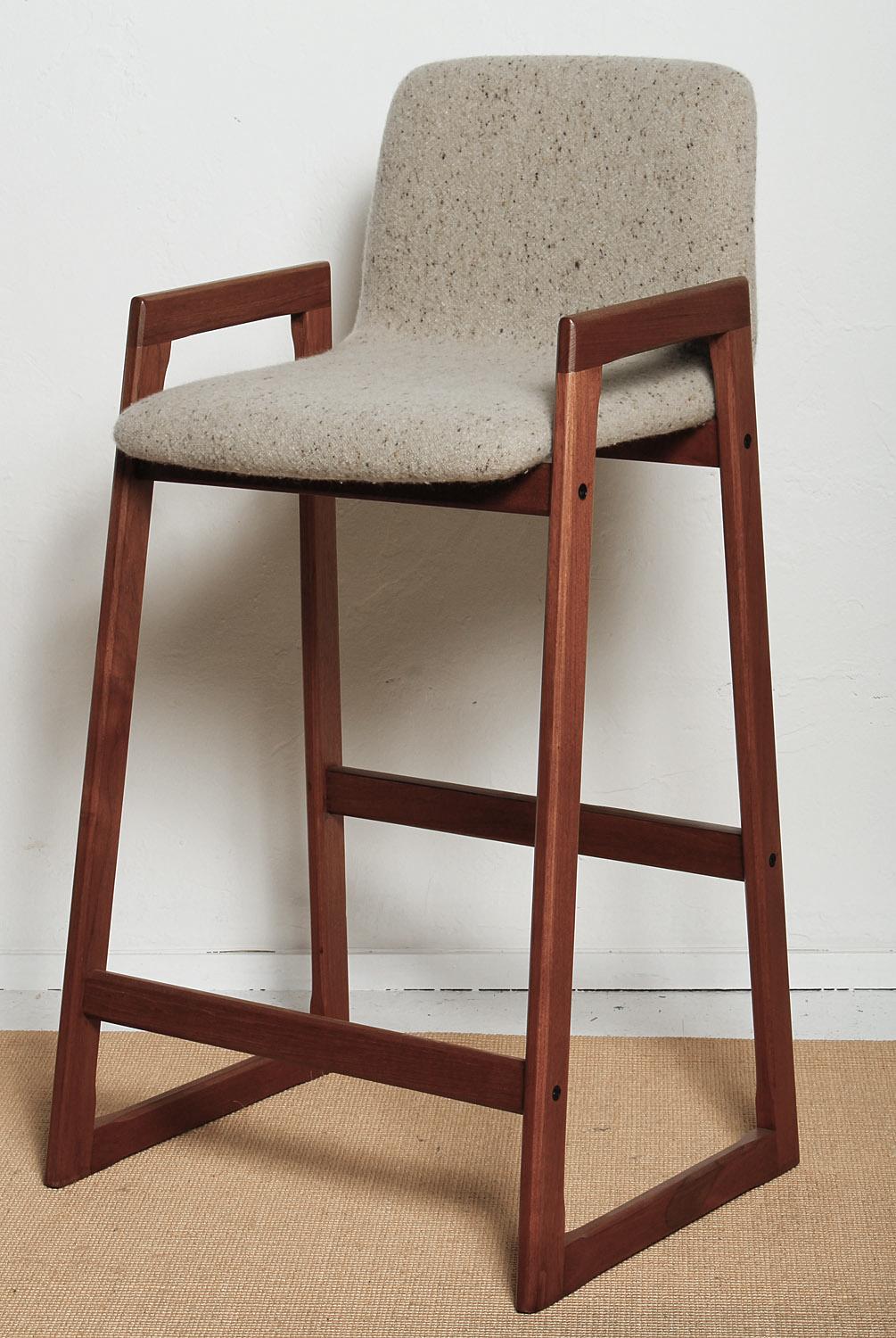 Scandinavian Modern Set of Four Fully Restored Teak Bar Stools, Danish, 1960s