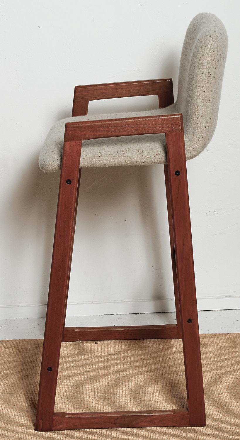Brushed Set of Four Fully Restored Teak Bar Stools, Danish, 1960s