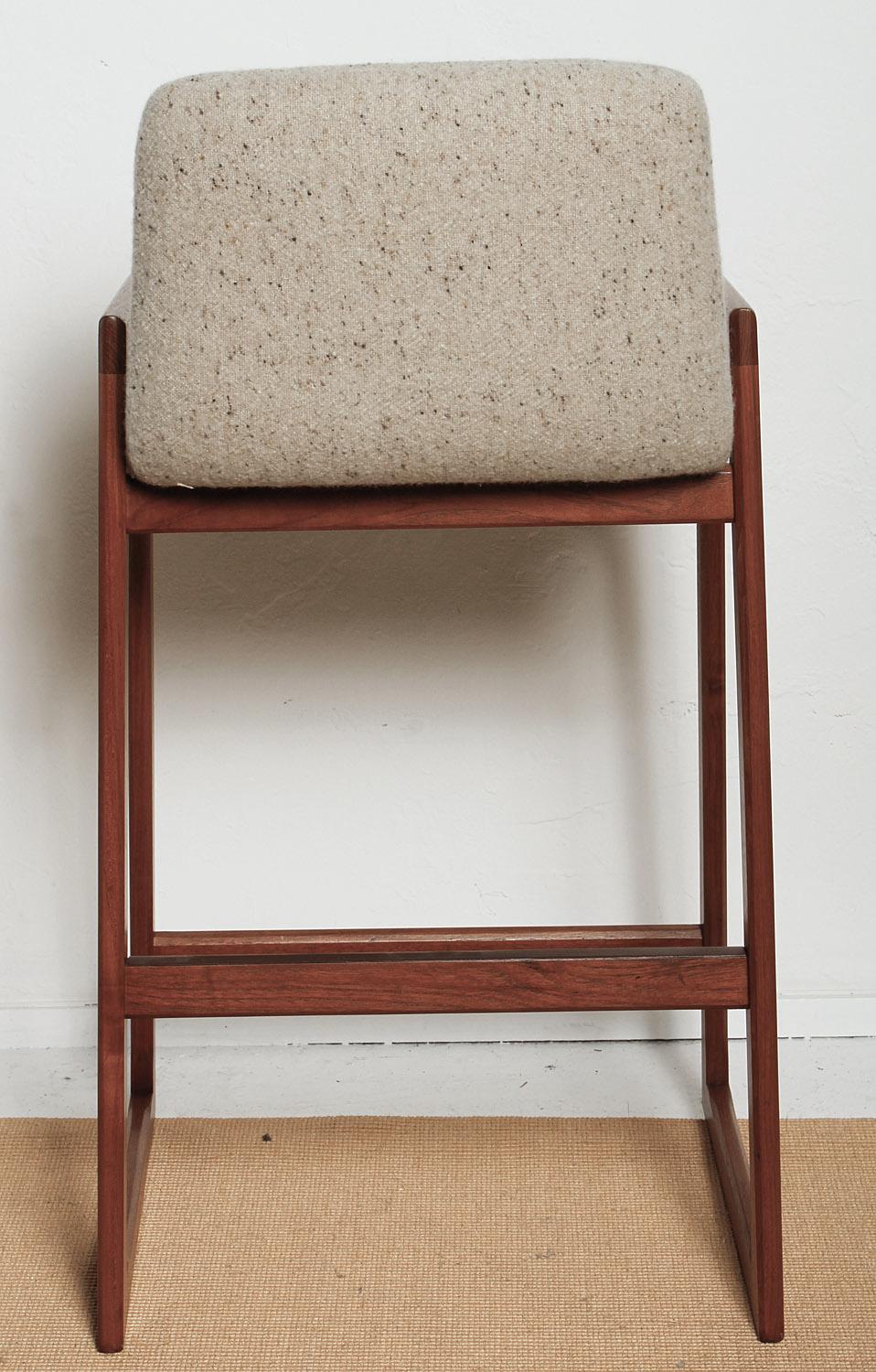 Set of Four Fully Restored Teak Bar Stools, Danish, 1960s In Good Condition In North Miami, FL