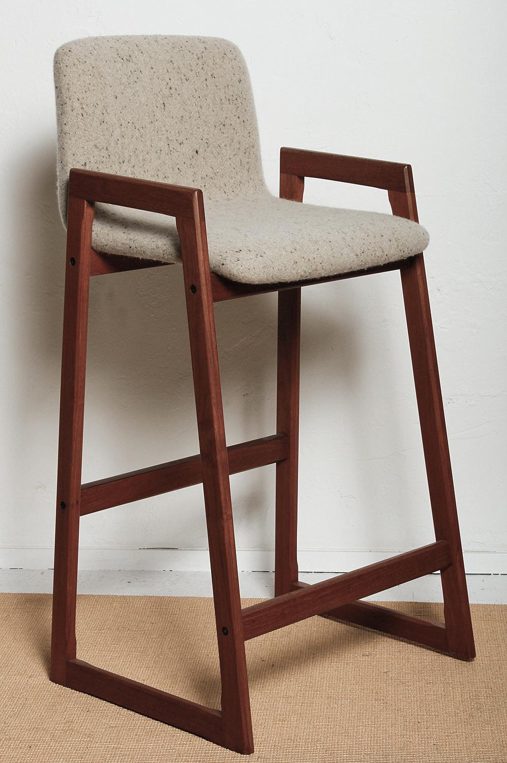 Mid-20th Century Set of Four Fully Restored Teak Bar Stools, Danish, 1960s