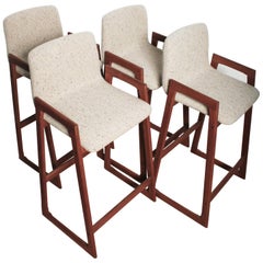 Set of Four Fully Restored Teak Bar Stools, Danish, 1960s