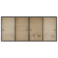 Set of four fusuma (sliding doors) with puppies by Nagasawa Rosetsu, Edo period