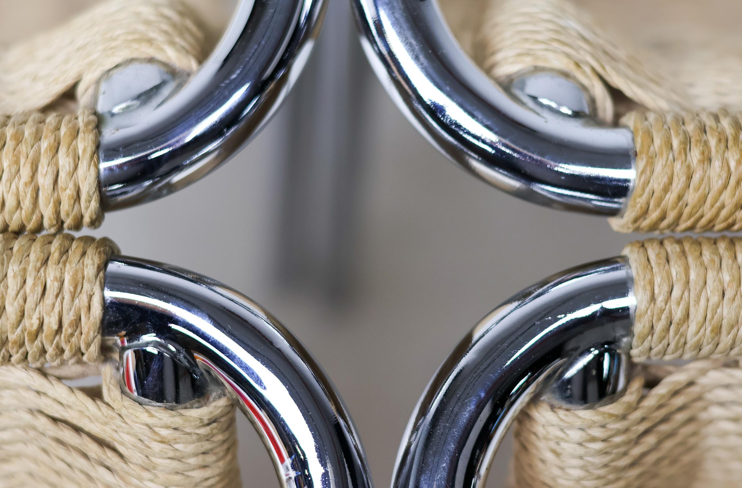 Gabriele Mucchi S5 Italian Modernity Dining Chairs Chrome Tubular frames Rope seats en vente 5