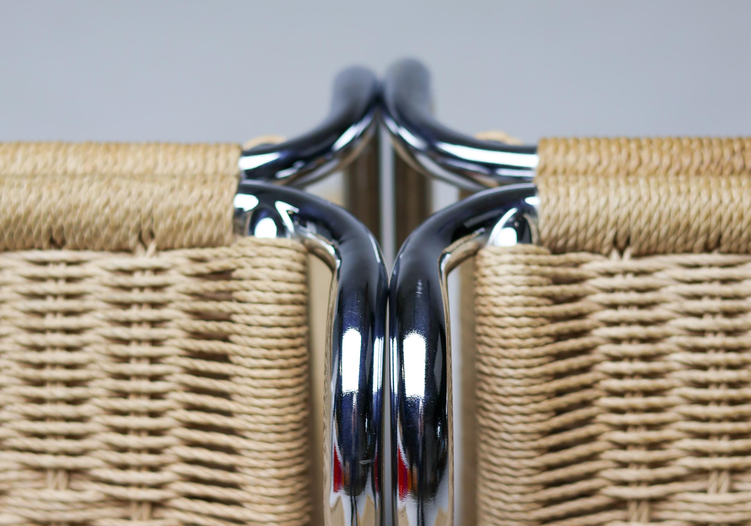 Gabriele Mucchi S5 Italian Modernity Dining Chairs Chrome Tubular frames Rope seats en vente 6