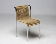 Gabriele Mucchi S5 Italian Modernity Dining Chairs Chrome Tubular frames Rope seats