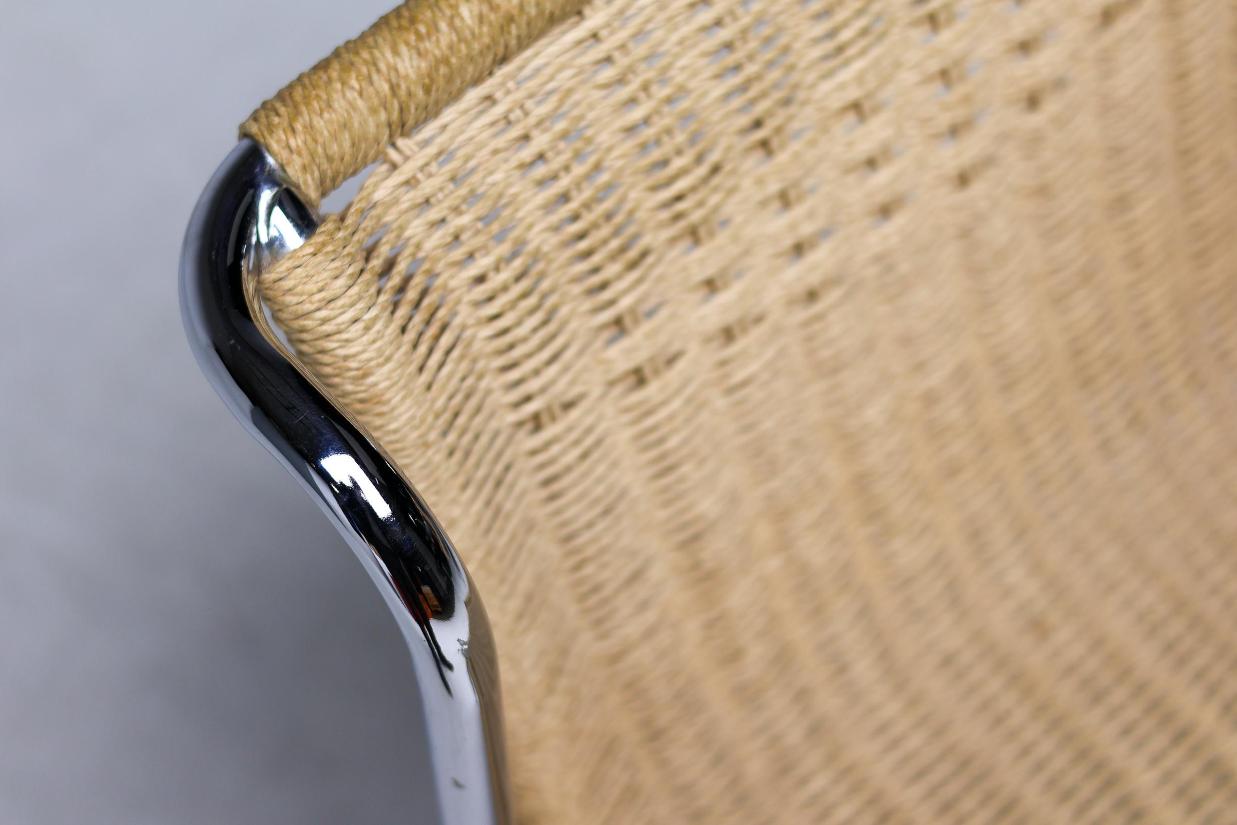 Gabriele Mucchi S5 Italian Modernity Dining Chairs Chrome Tubular frames Rope seats en vente 1