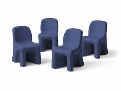 Set of Four Gaetano Pesce ‘Dalila’ Blue Armless Outdoor Chairs for Cassina