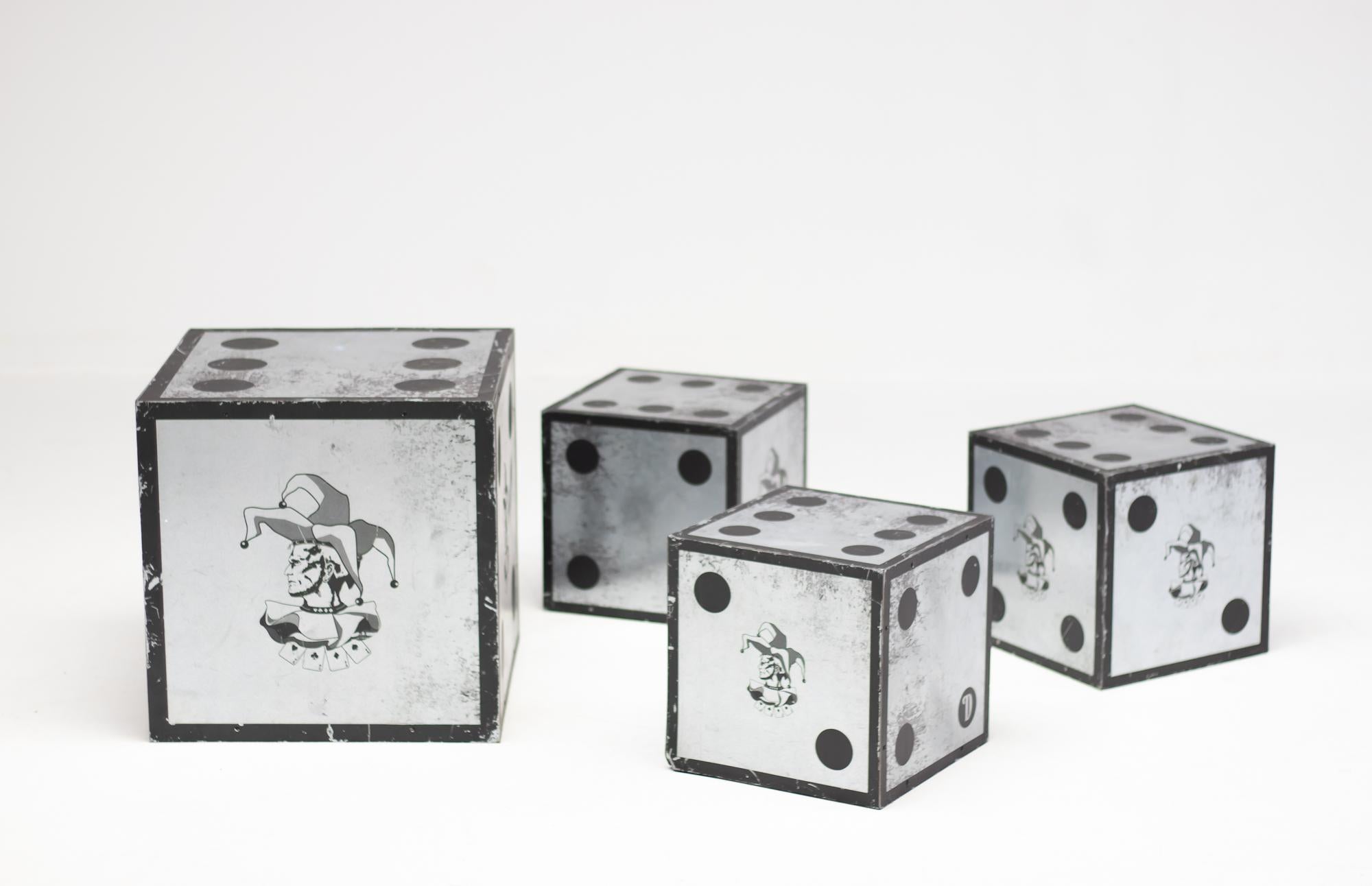 Set of Four Galvanized Steel Display Cubes — Amsterdam Diesel Flagship Store In Fair Condition For Sale In Dronten, NL
