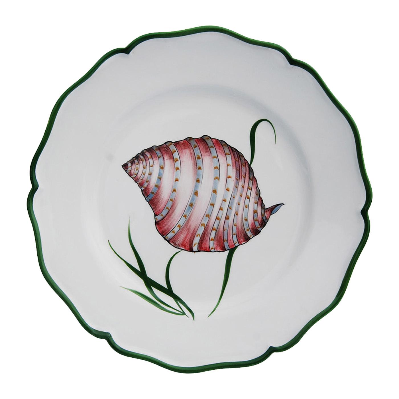 Italian Set of Four Game of Shells Ceramic Dinner Plates