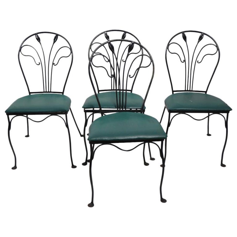 Set of Four Garden Patio Dining Chairs Attributed to Salterini at 1stDibs
