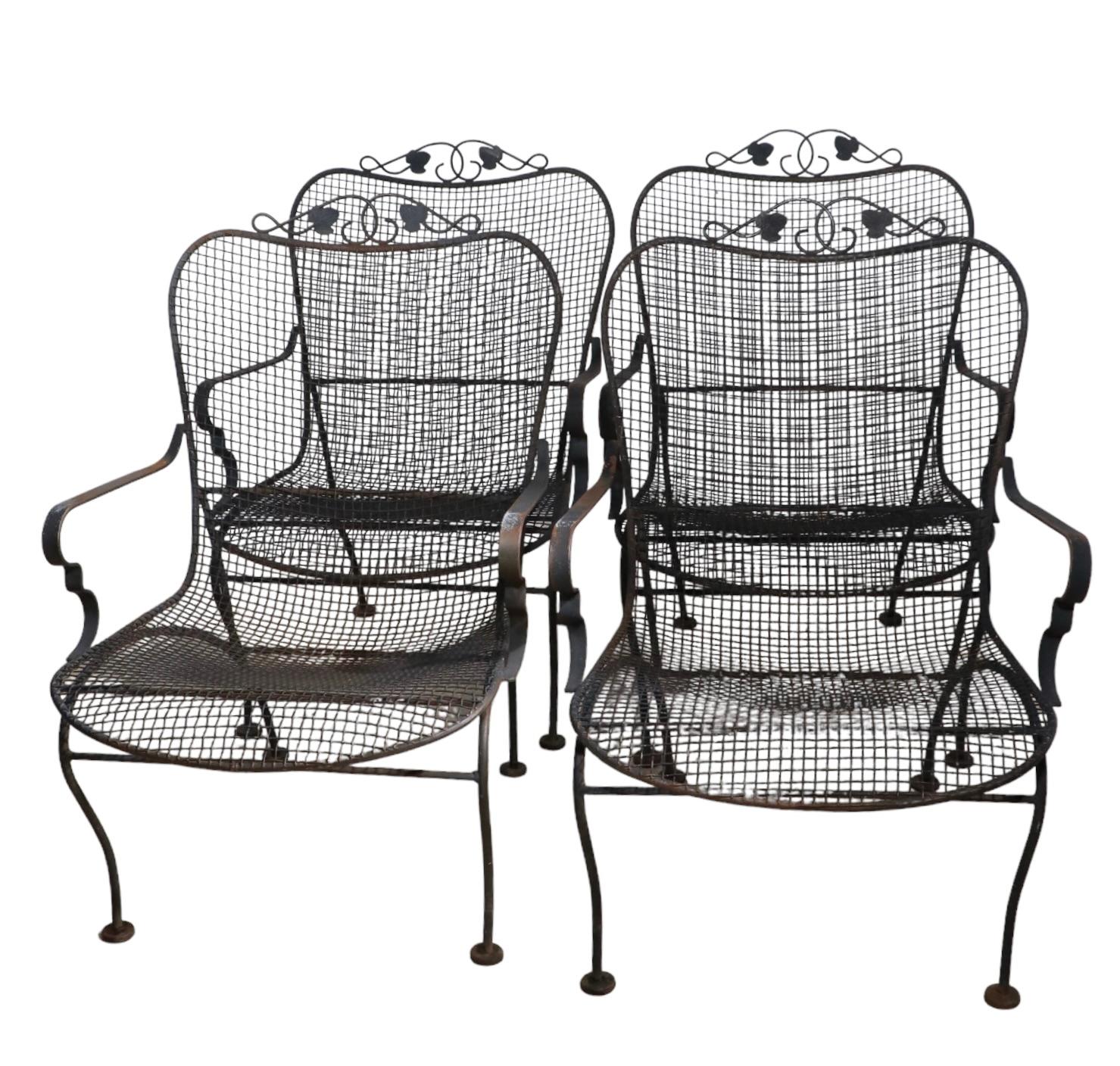 Set of Four Garden, Patio, Poolside Chairs by Woodard For Sale 3