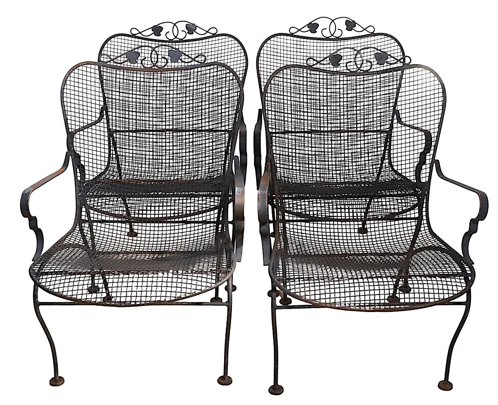Set of Four Garden, Patio, Poolside Chairs by Woodard For Sale 4