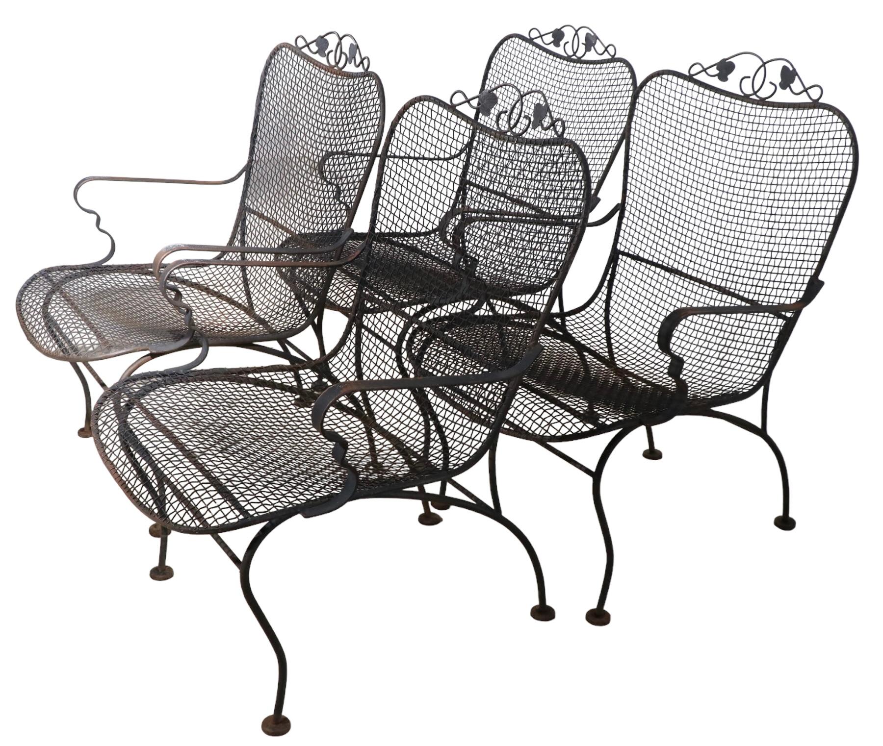 Set of Four Garden, Patio, Poolside Chairs by Woodard In Good Condition For Sale In New York, NY