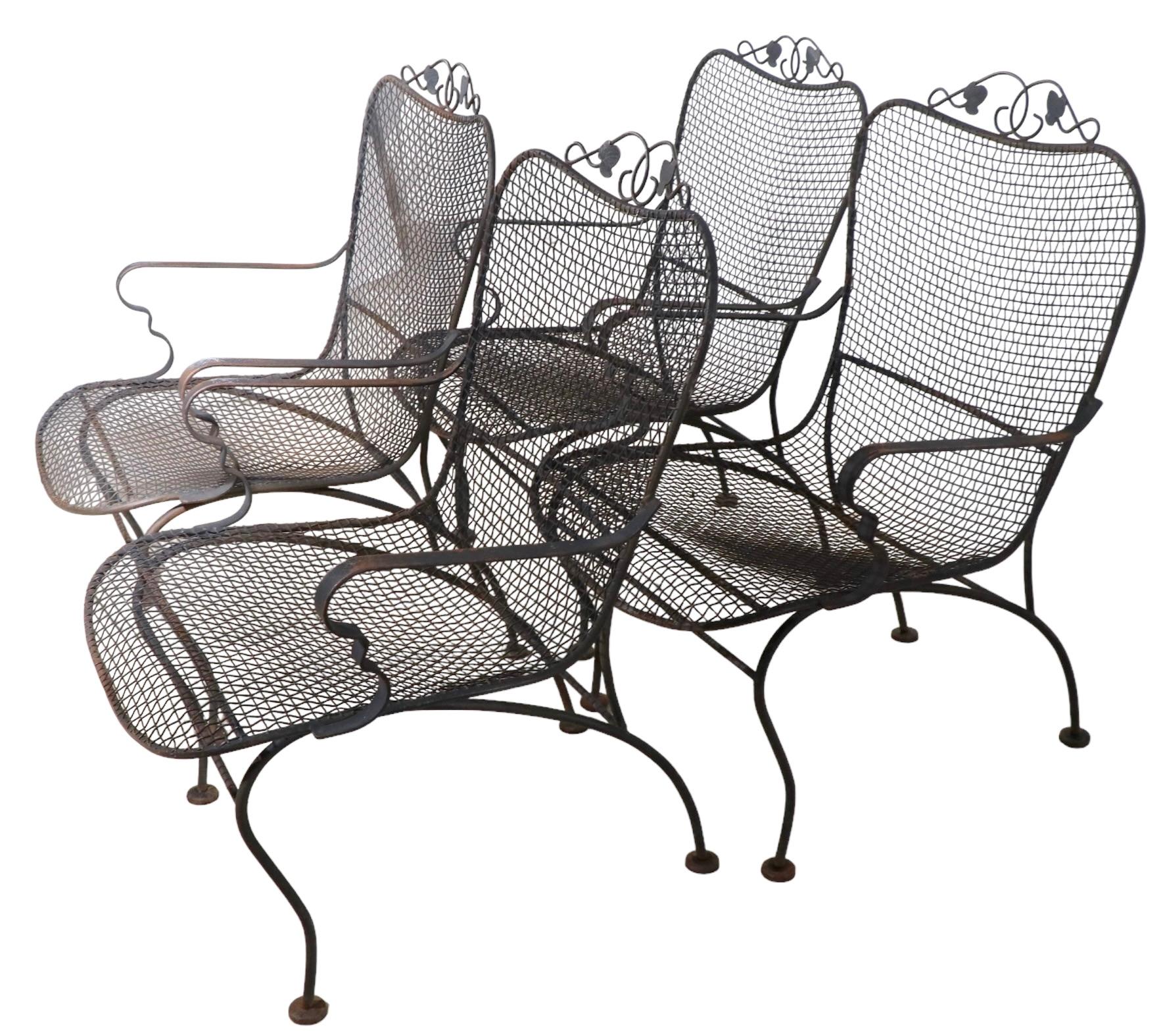 20th Century Set of Four Garden, Patio, Poolside Chairs by Woodard For Sale