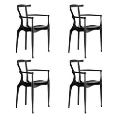 Vierer-Set „Gaulino“-Stühle von Oscar Tusquets, schwarz lackierte Esche