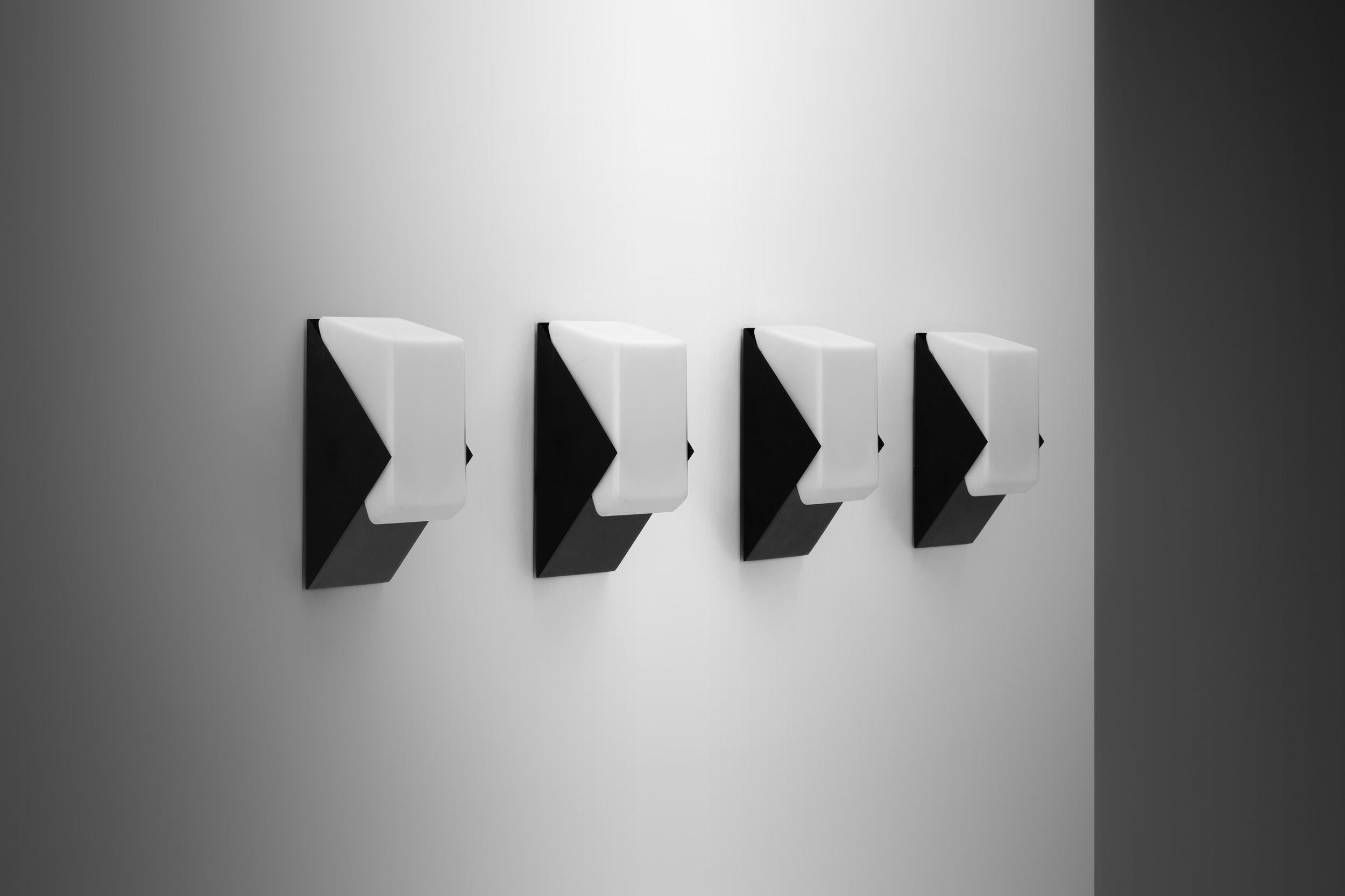 Mid-Century Modern Set of Four Geometric Wall Lamps by Raak, The Netherlands Mid-20th Century For Sale