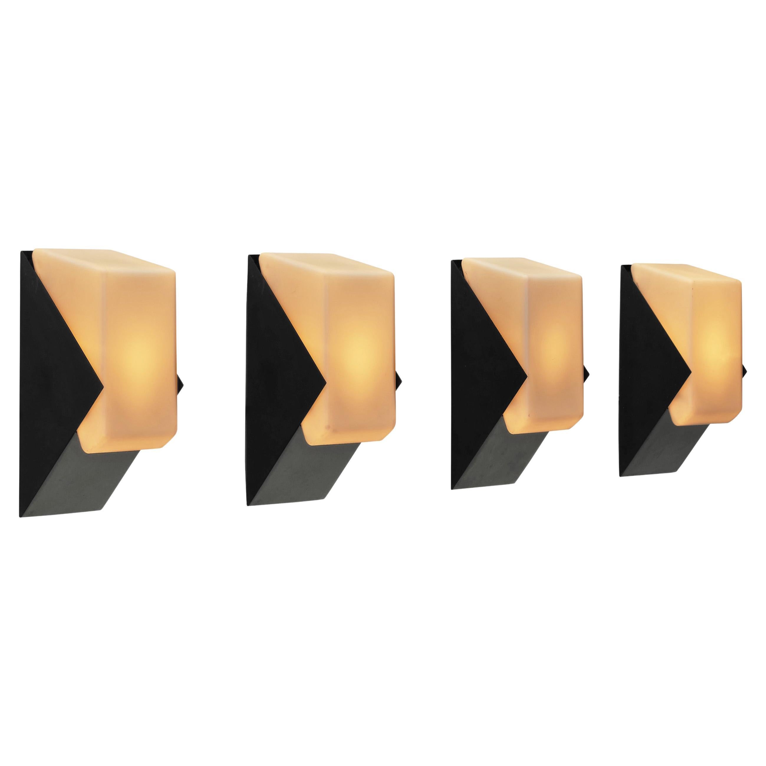 Set of Four Geometric Wall Lamps by Raak, The Netherlands Mid-20th Century For Sale
