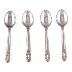 Set of Four Georg Jensen "Acorn" Coffee Spoons in Sterling Silver, 1933-1944