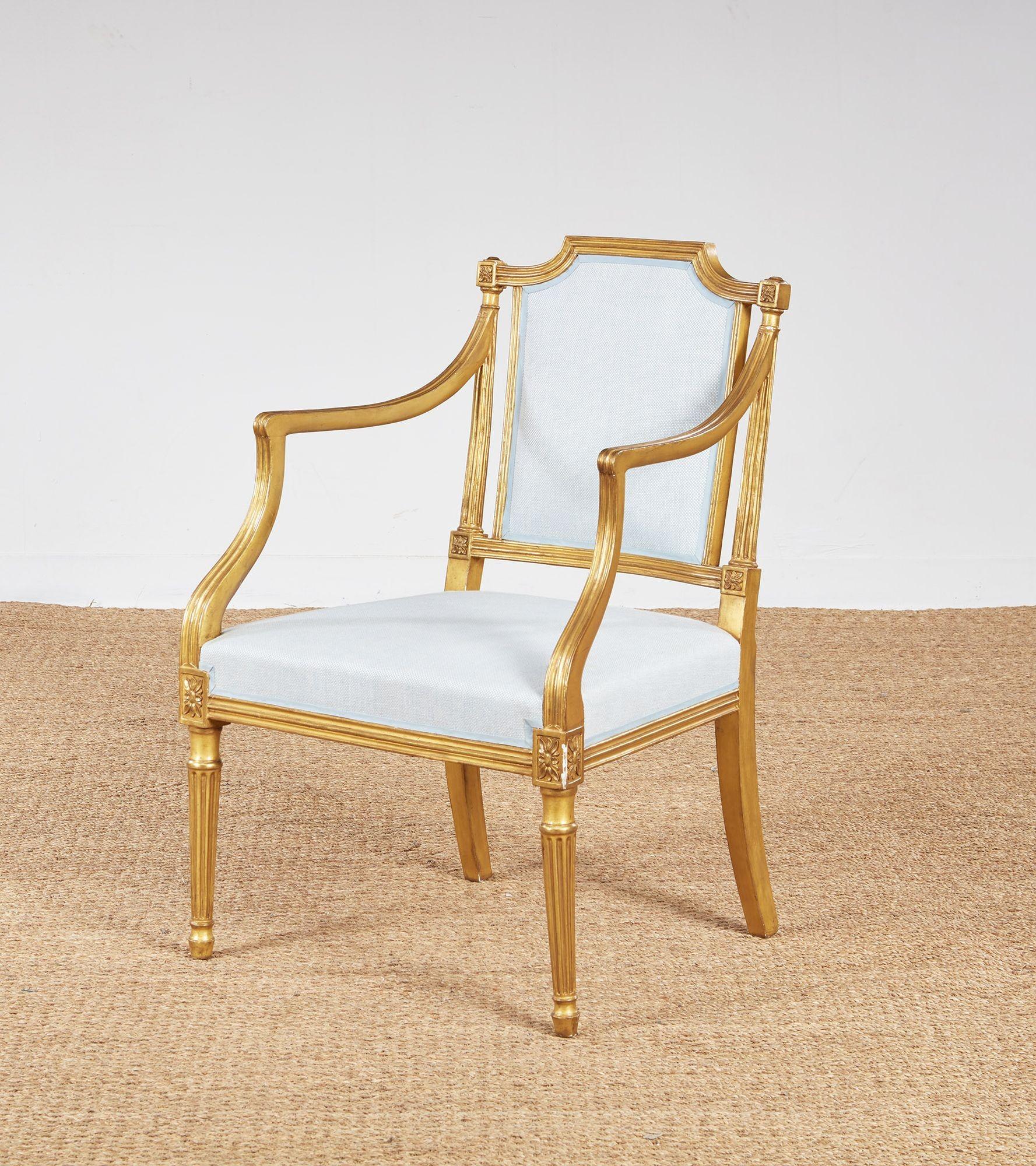 Set di quattro poltrone in legno dorato di Giorgio III in vendita 5