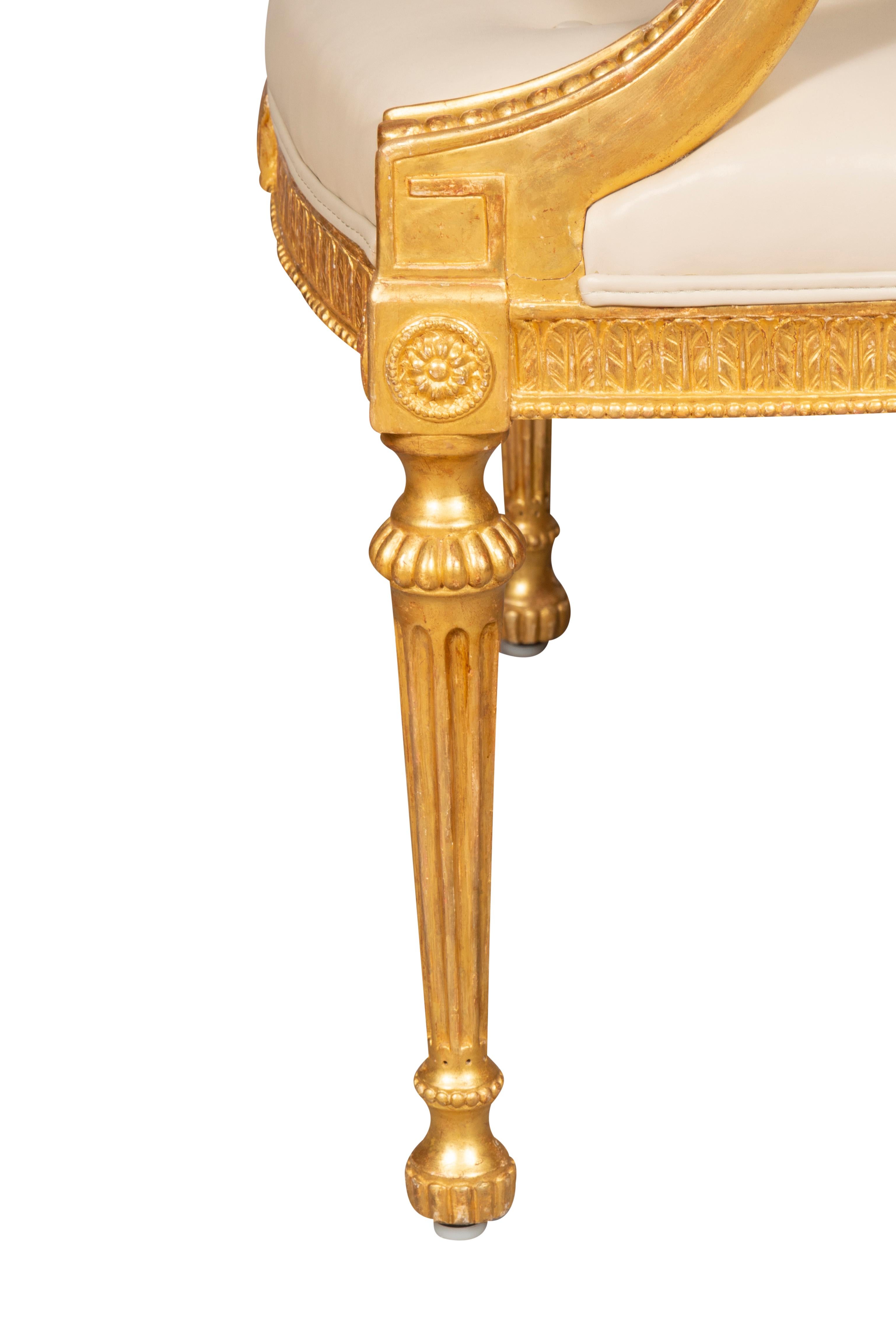 Set of Four George III Style Giltwood Armchairs For Sale 6