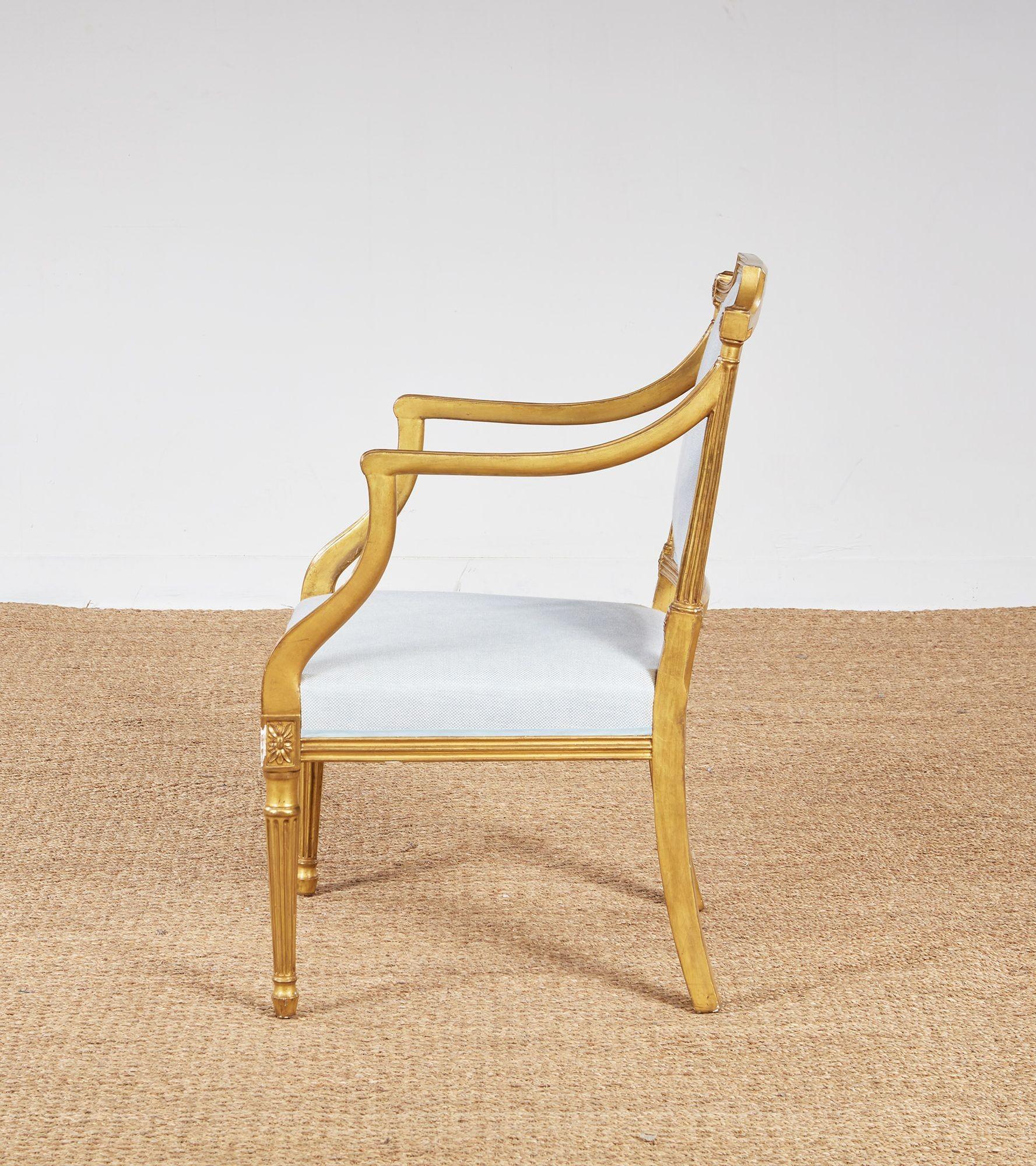 Set di quattro poltrone in legno dorato di Giorgio III in vendita 6