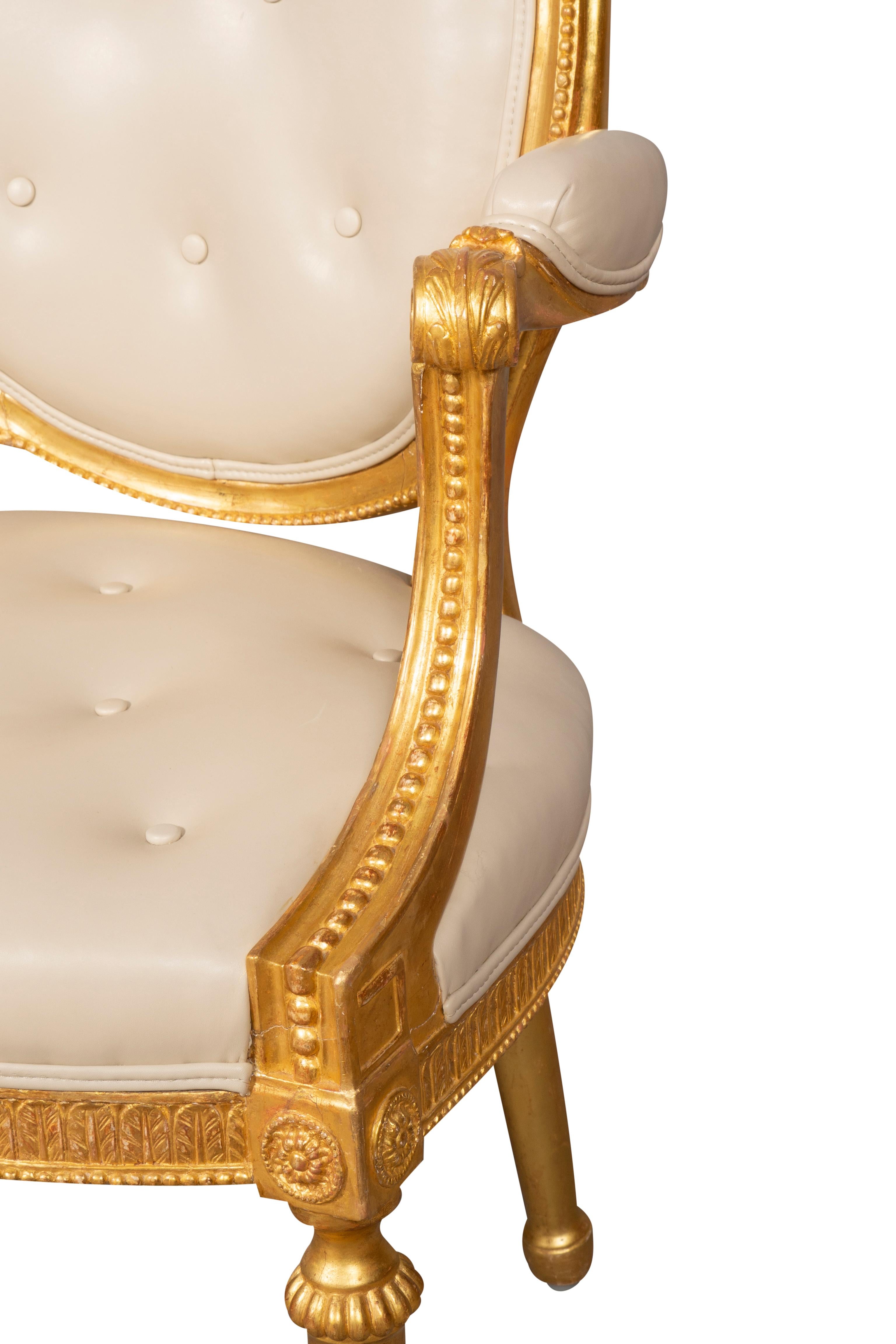 Set of Four George III Style Giltwood Armchairs For Sale 8