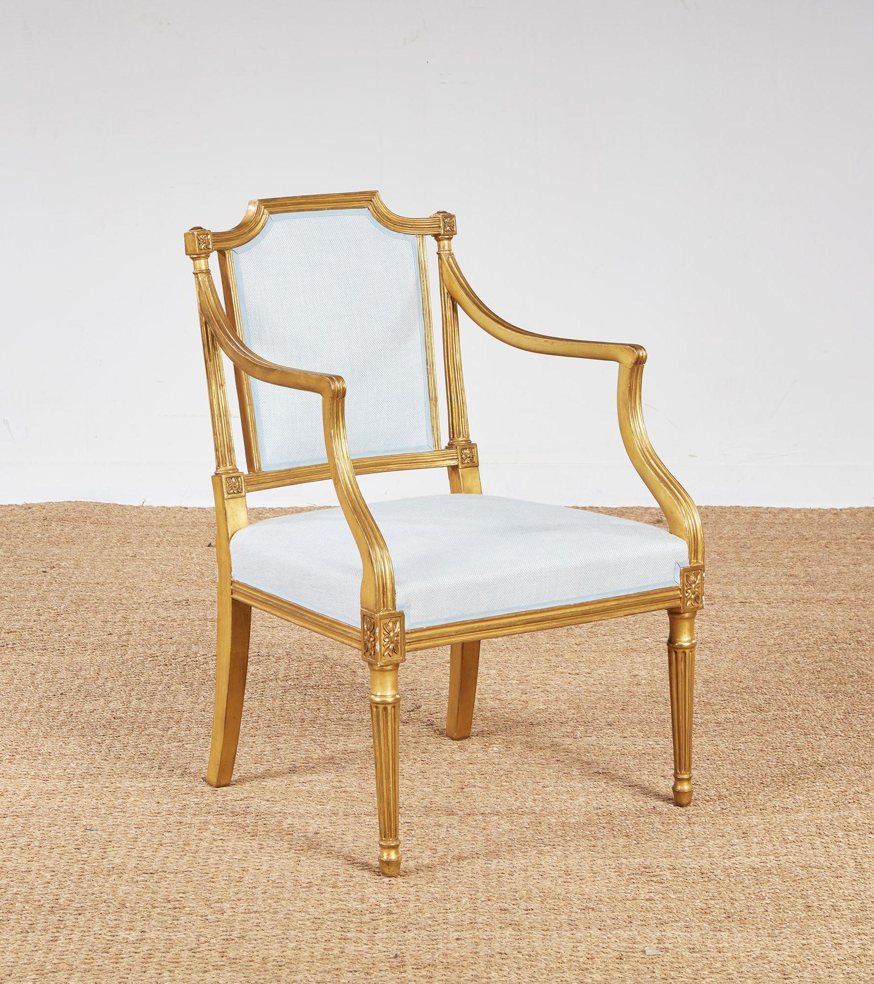 Set di quattro poltrone in legno dorato di Giorgio III in vendita 8
