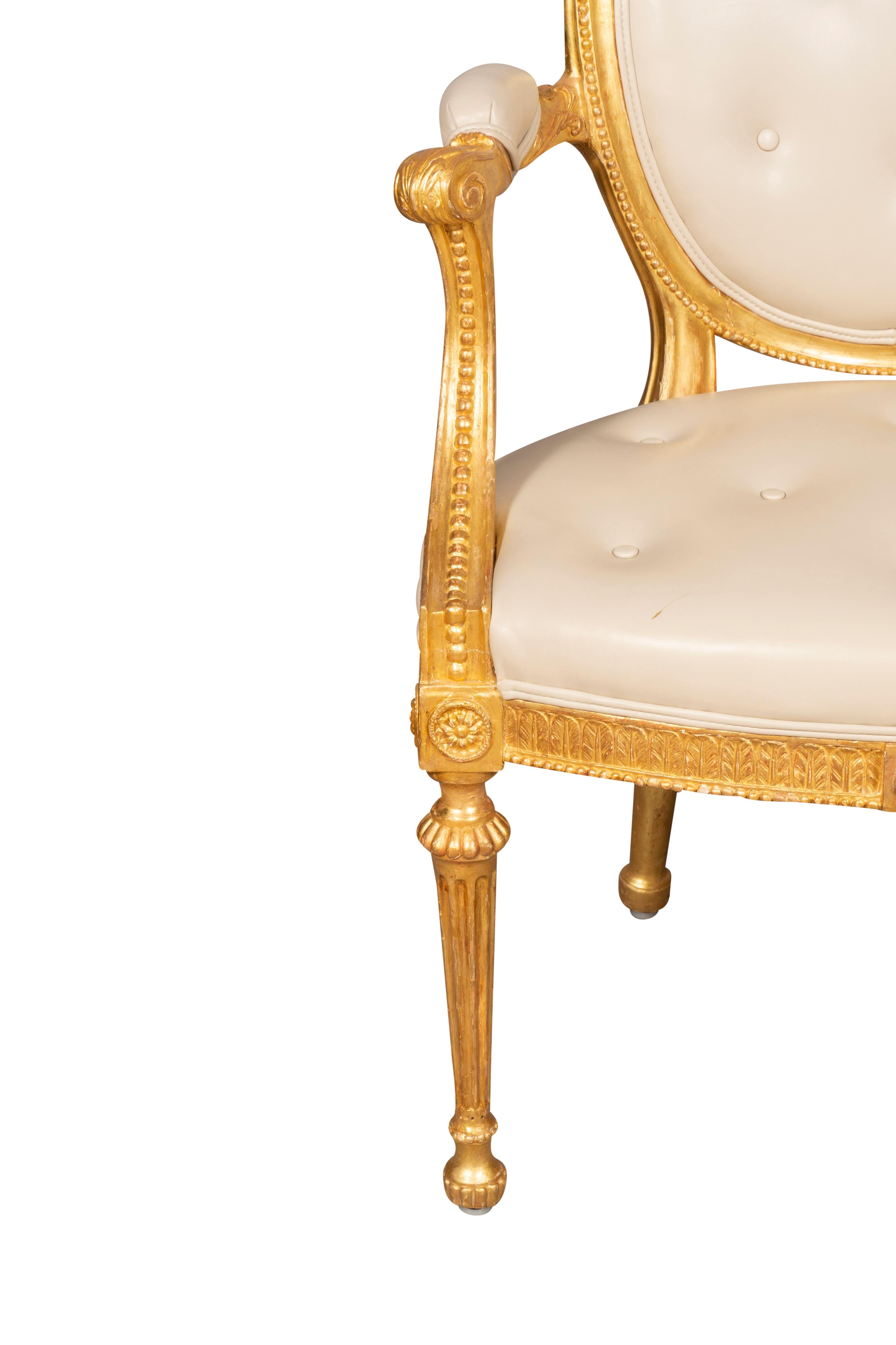 Set of Four George III Style Giltwood Armchairs For Sale 9