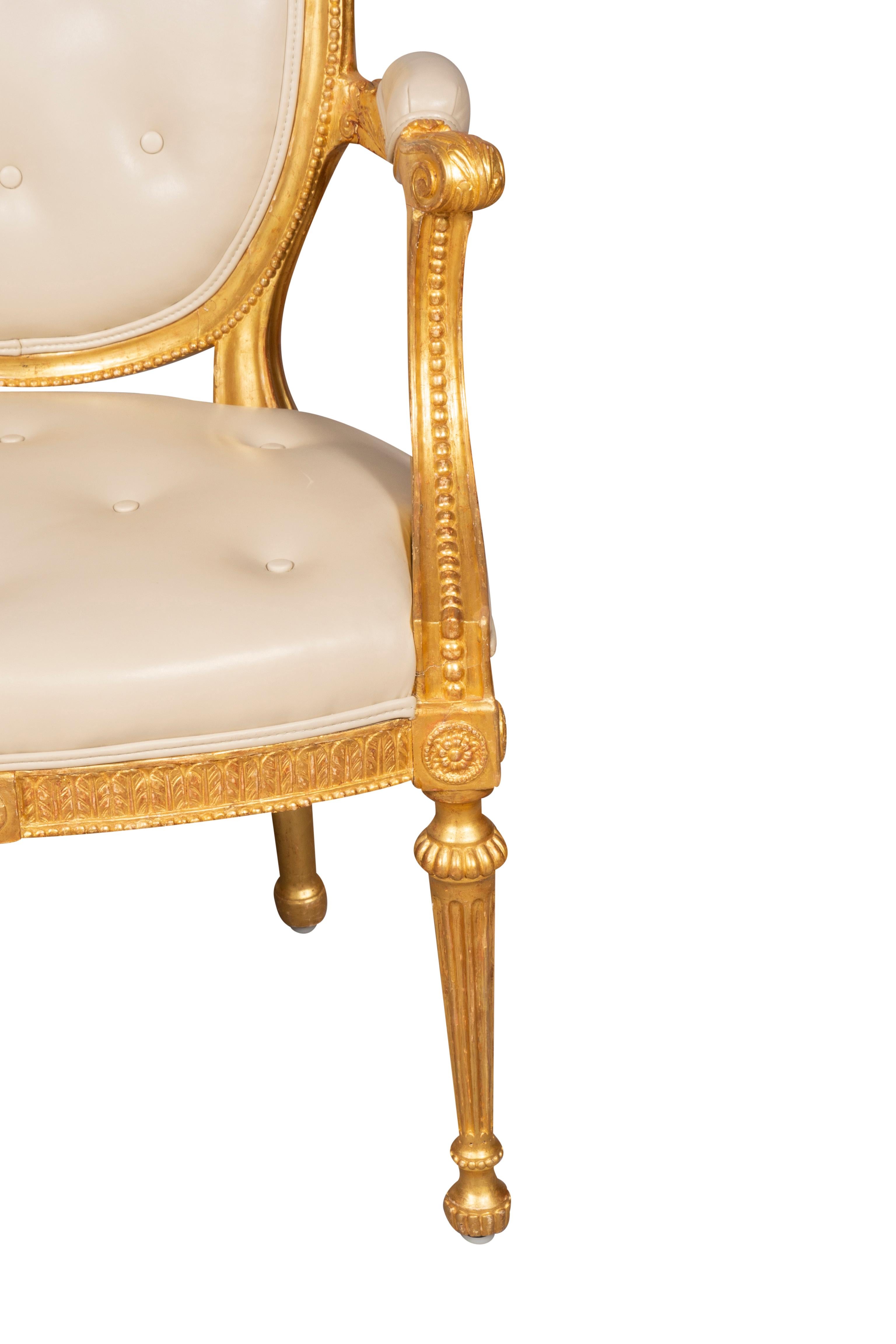 Set of Four George III Style Giltwood Armchairs For Sale 10