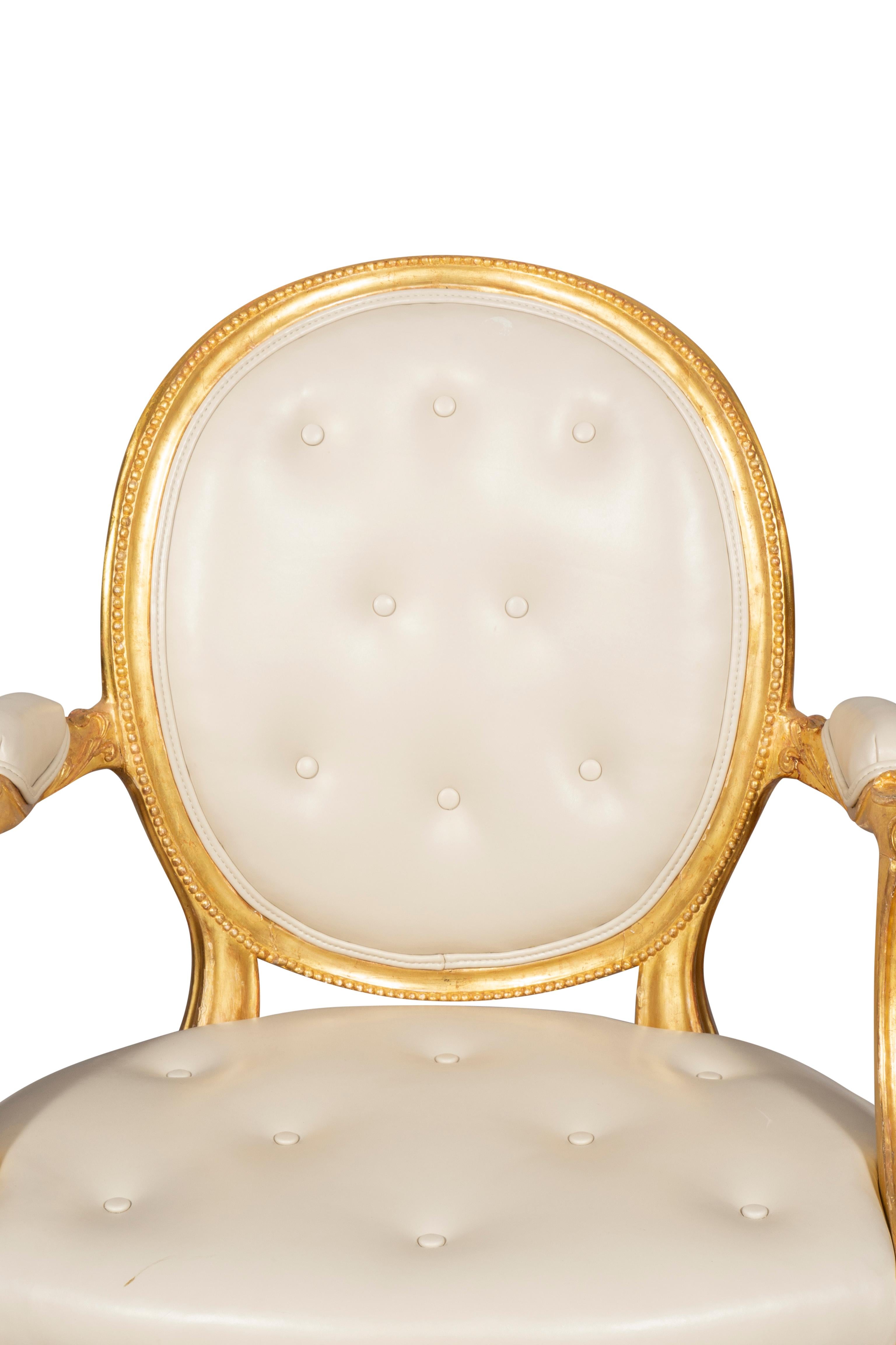 Set of Four George III Style Giltwood Armchairs For Sale 11