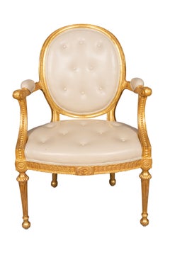 Set of Four George III Style Giltwood Armchairs