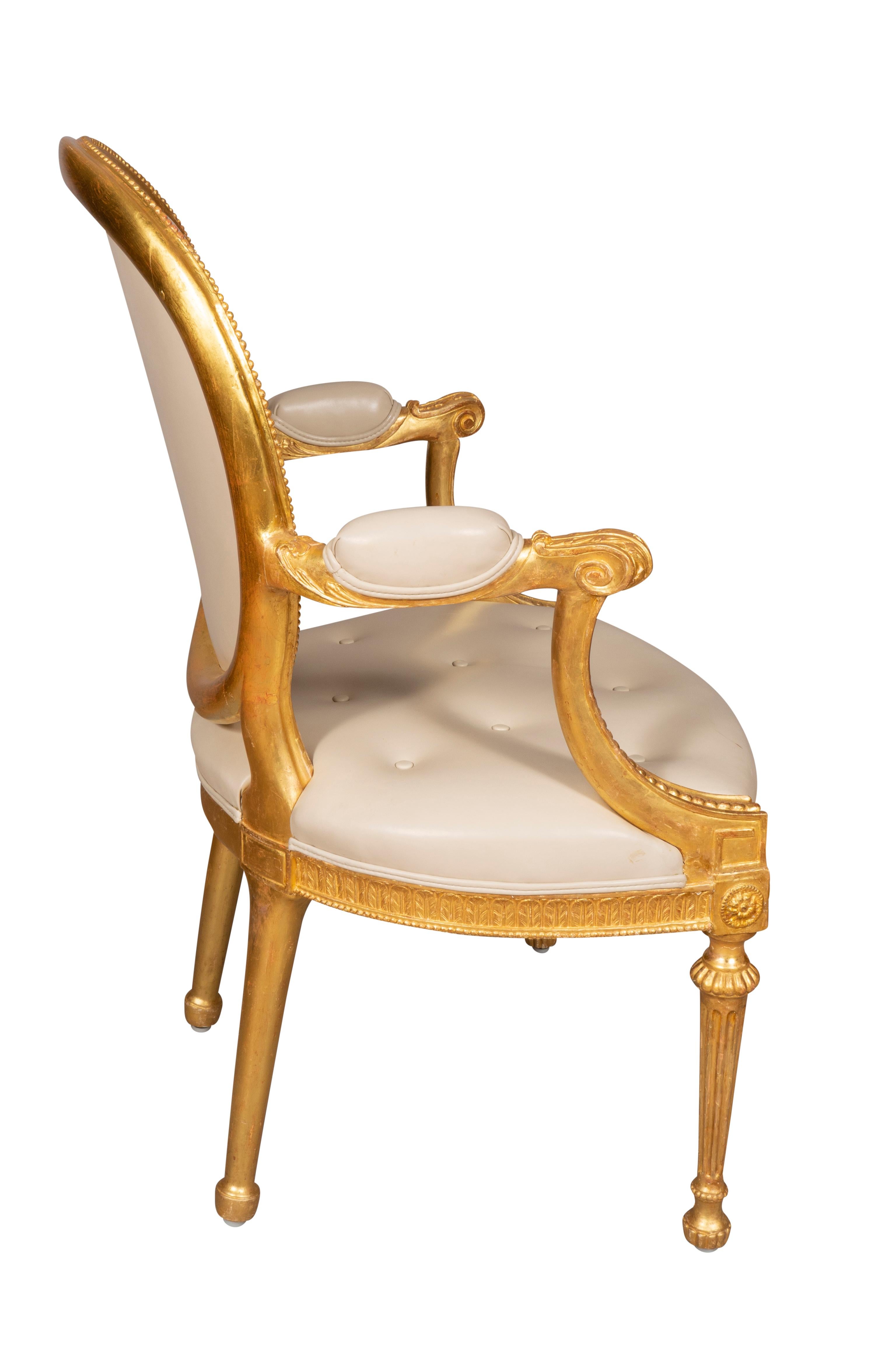 Set of Four George III Style Giltwood Armchairs In Good Condition For Sale In Essex, MA