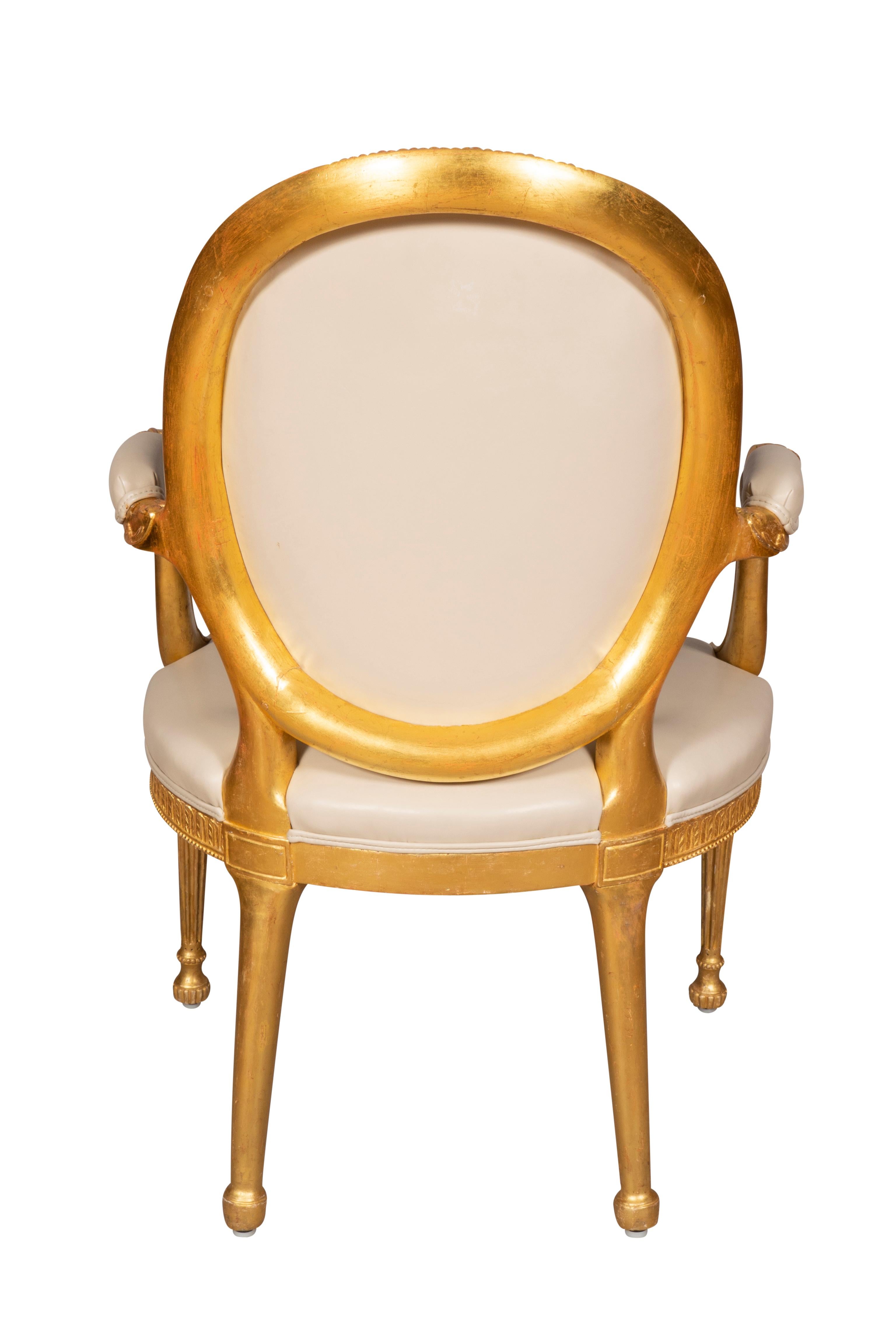 Late 18th Century Set of Four George III Style Giltwood Armchairs For Sale
